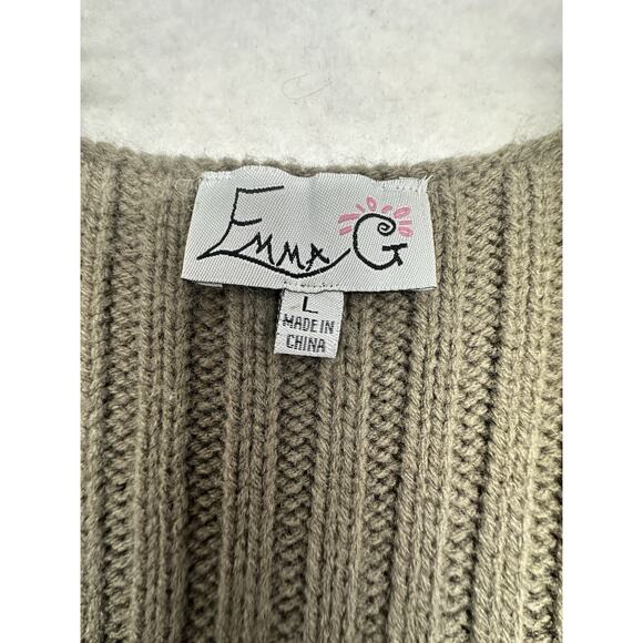 Emma G Womens Large Vest Faux Fur Sweater Wool Cardigan - Picture 2 of 7